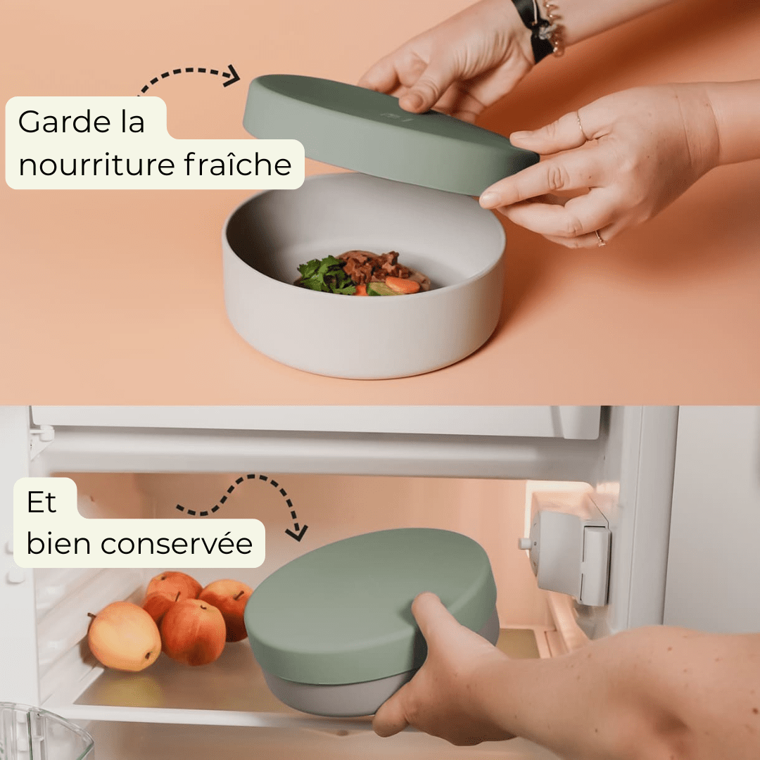 Smooth | Gamelle silicone 3 en 1 avec couvercle antidérapant - Jean - Poil - Bleu clair