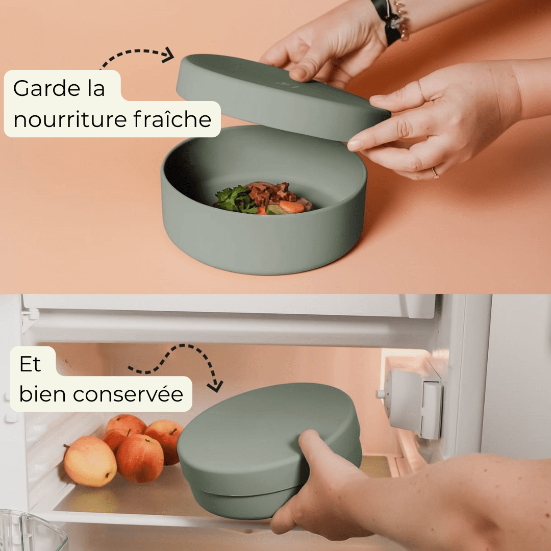 Smooth | Gamelle silicone 3 en 1 avec couvercle antidérapant - Jean - Poil - Gris foncé