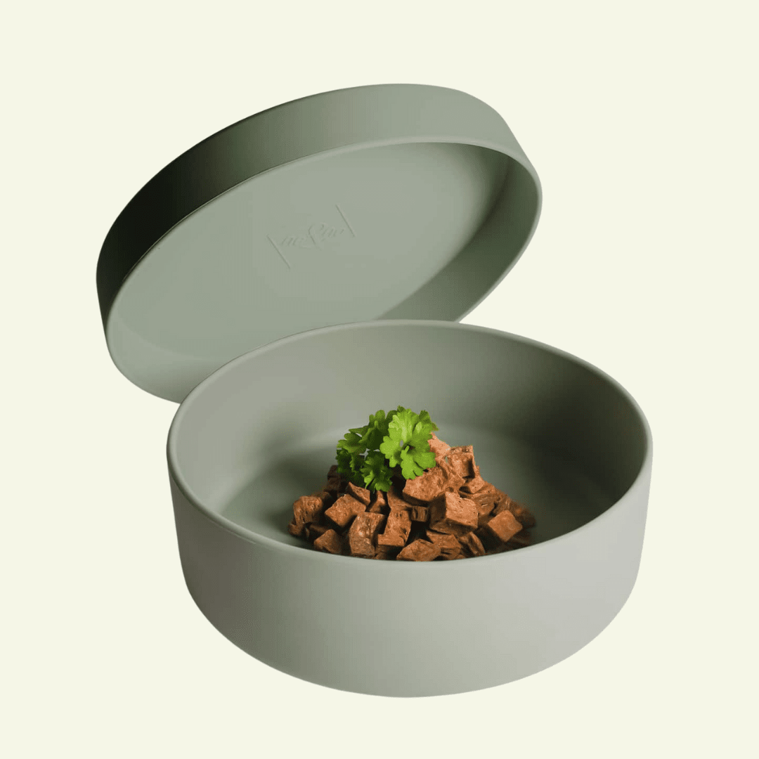 Smooth | Gamelle silicone 3 en 1 avec couvercle antidérapant - Jean - Poil - Vert