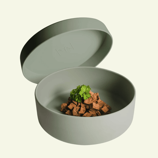 Smooth | Gamelle silicone 3 en 1 avec couvercle antidérapant - Jean - Poil - Vert
