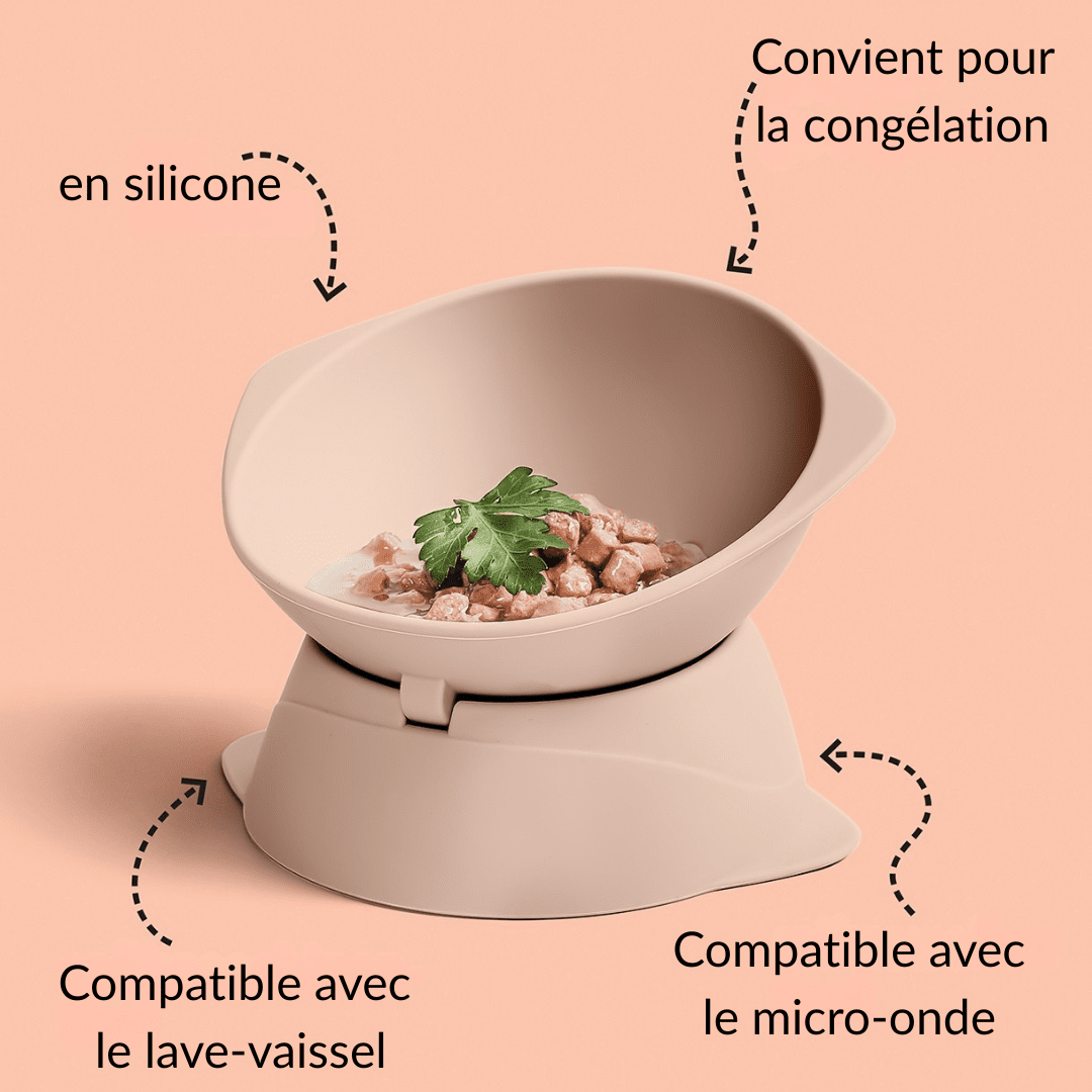 Smooth | Gamelle surélevée en silicone ergonomique - Jean - Poil - Bleu clair