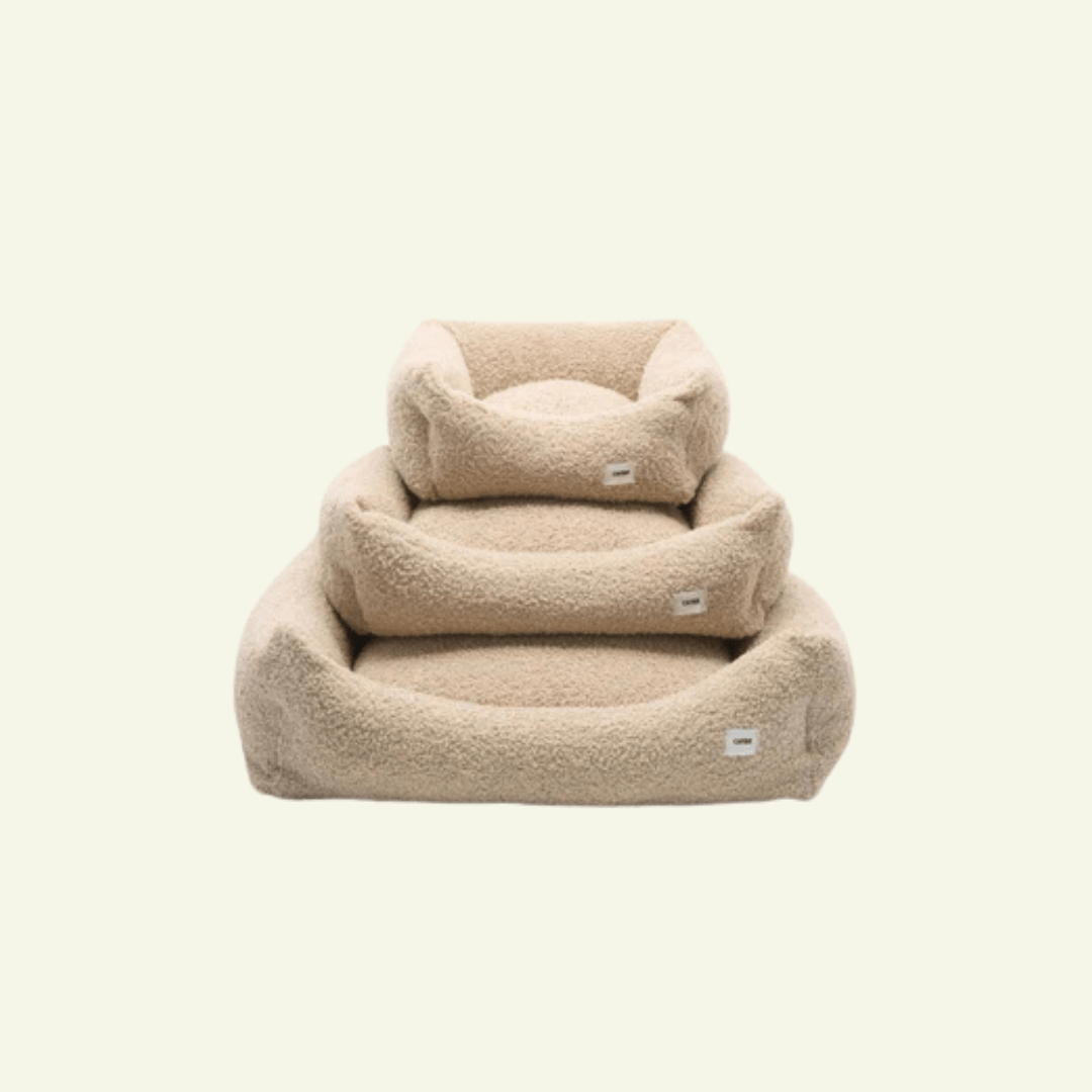 Snozy | Panier en tissu bouclette pour chien – Moelleux ajustable & éco - responsable - Jean - Poil - Beige - S - Panier chien en tissu bouclette beige ajustable et déhoussable Snozy Cafide 4