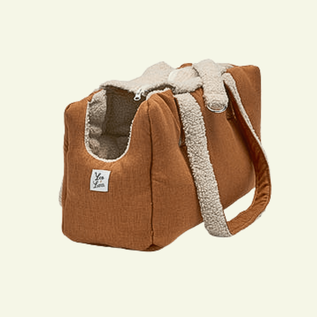 Soft | Sac de transport en tissus doux avec ou sans bouclette - fabrication artisanale - Jean - Poil - Marron