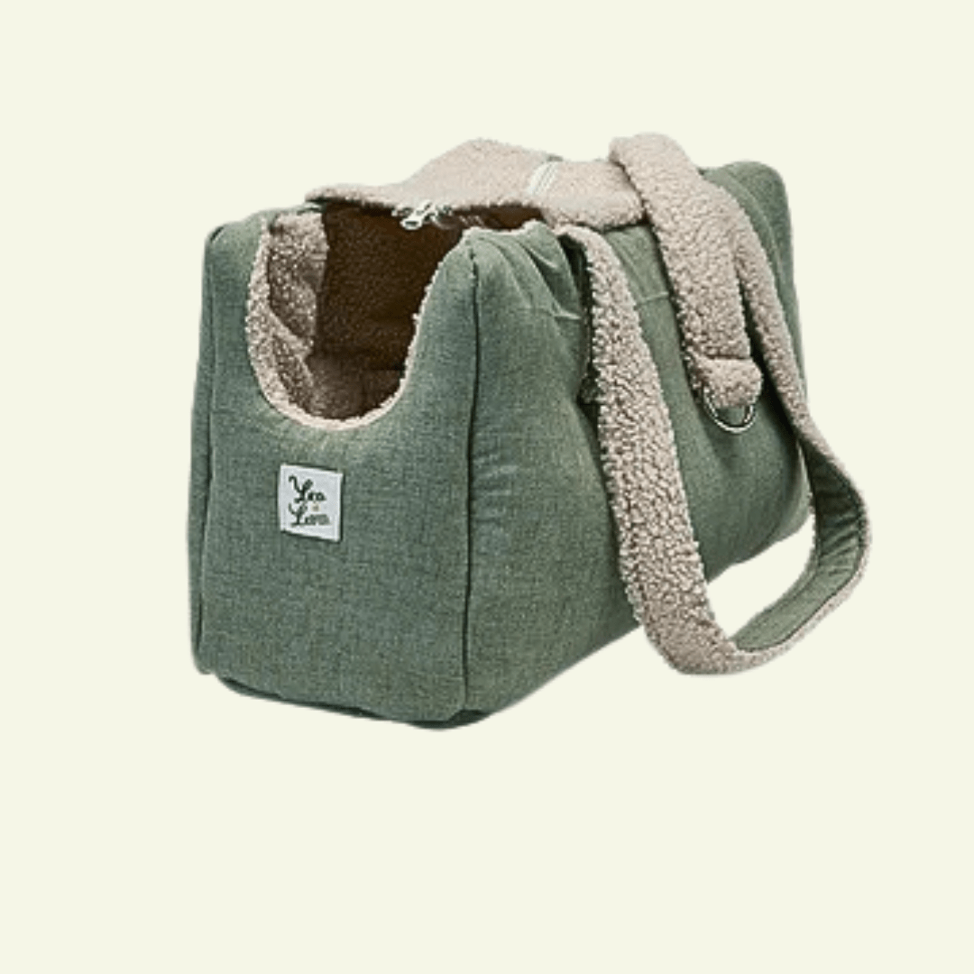 Soft | Sac de transport en tissus doux avec ou sans bouclette - fabrication artisanale - Jean - Poil - Vert