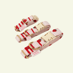 Strawberry | Collier pour chien à rayures roses - motif fraises, fait main - Jean - Poil - 2XS