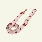 Strawberry | Laisse pour chats motif fraises, ville & multipositions, fait main - Jean - Poil - M