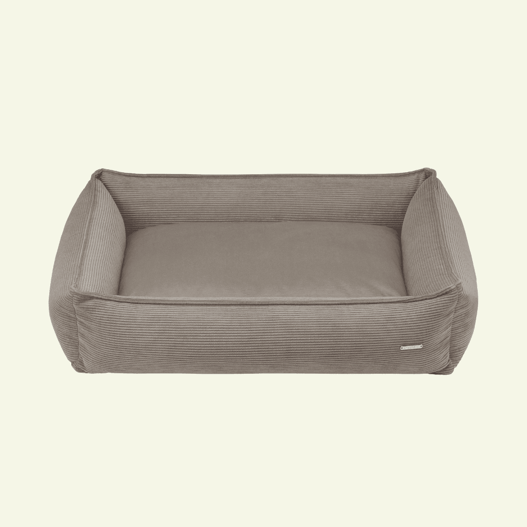 Strippo | Panier pour chien en velours côtelé, bords hauts et housse lavable - Jean - Poil - Mokka