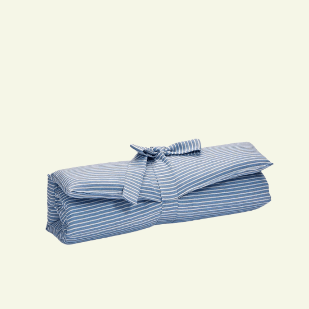 Striscia | Tapis de voyage enroulable - fabrication artisanale - Jean - Poil - Bleu