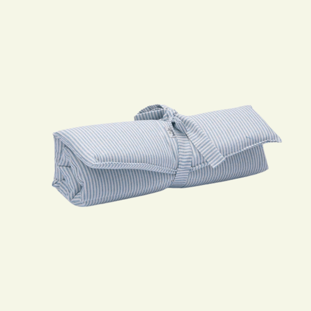 Striscia | Tapis de voyage enroulable - fabrication artisanale - Jean - Poil - Bleu clair