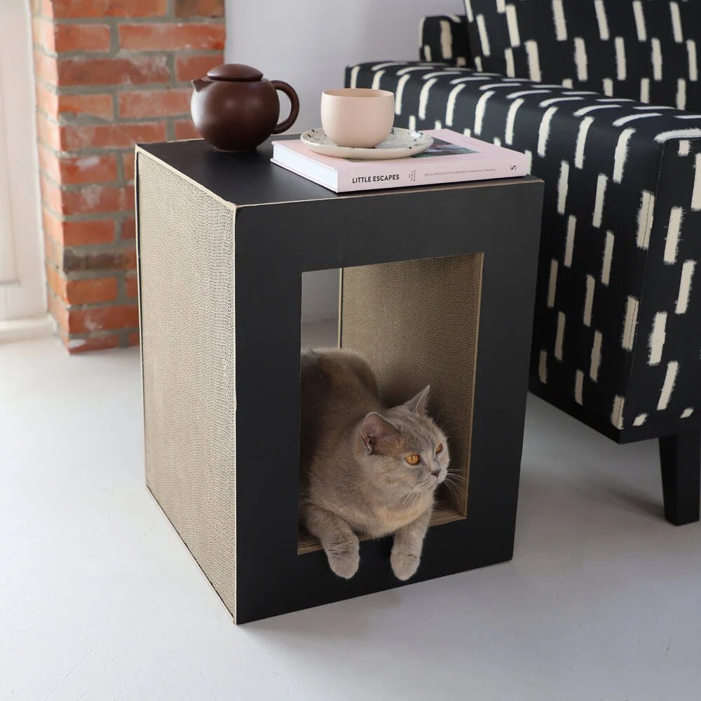 Table | Meuble à griffer en carton recyclé pour chat - Jean - Poil - Noir