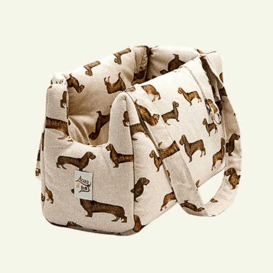 Teckel | Sac de transport pour chien en coton - fabrication artisanale - Jean - Poil - S
