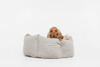 Teddy | Panier rond pour chien motif bouclette, fait main - Jean - Poil - S