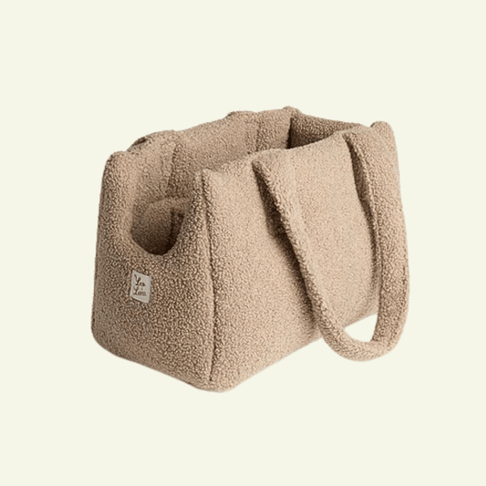 Teddy | Sac de transport en bouclette - fabrication artisanale - Jean - Poil - Beige