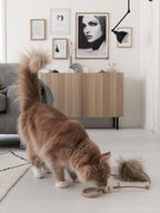 Tollo | Jouet design pour chat en cuir et boules - Jean - Poil - Gris