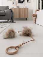 Tollo | Jouet design pour chat en cuir et boules - Jean - Poil - Gris