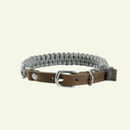 Touch | Collier pour chien en corde et cuir – Finition laiton ou acier (9 coloris) - Jean - Poil - Gris