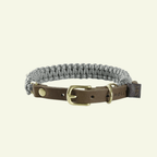 Touch | Collier pour chien en corde et cuir – Finition laiton ou acier (9 coloris) - Jean - Poil - Gris