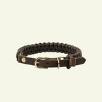 Touch | Collier pour chien en corde et cuir – Finition laiton ou acier (9 coloris) - Jean - Poil - Marron