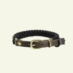 Touch | Collier pour chien en corde et cuir – Finition laiton ou acier (9 coloris) - Jean - Poil - Noir