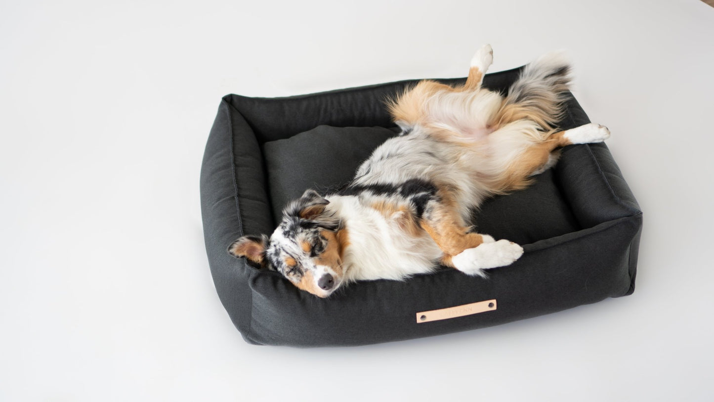 Töve | Panier pour chien, housse amovible - Jean - Poil - Marron