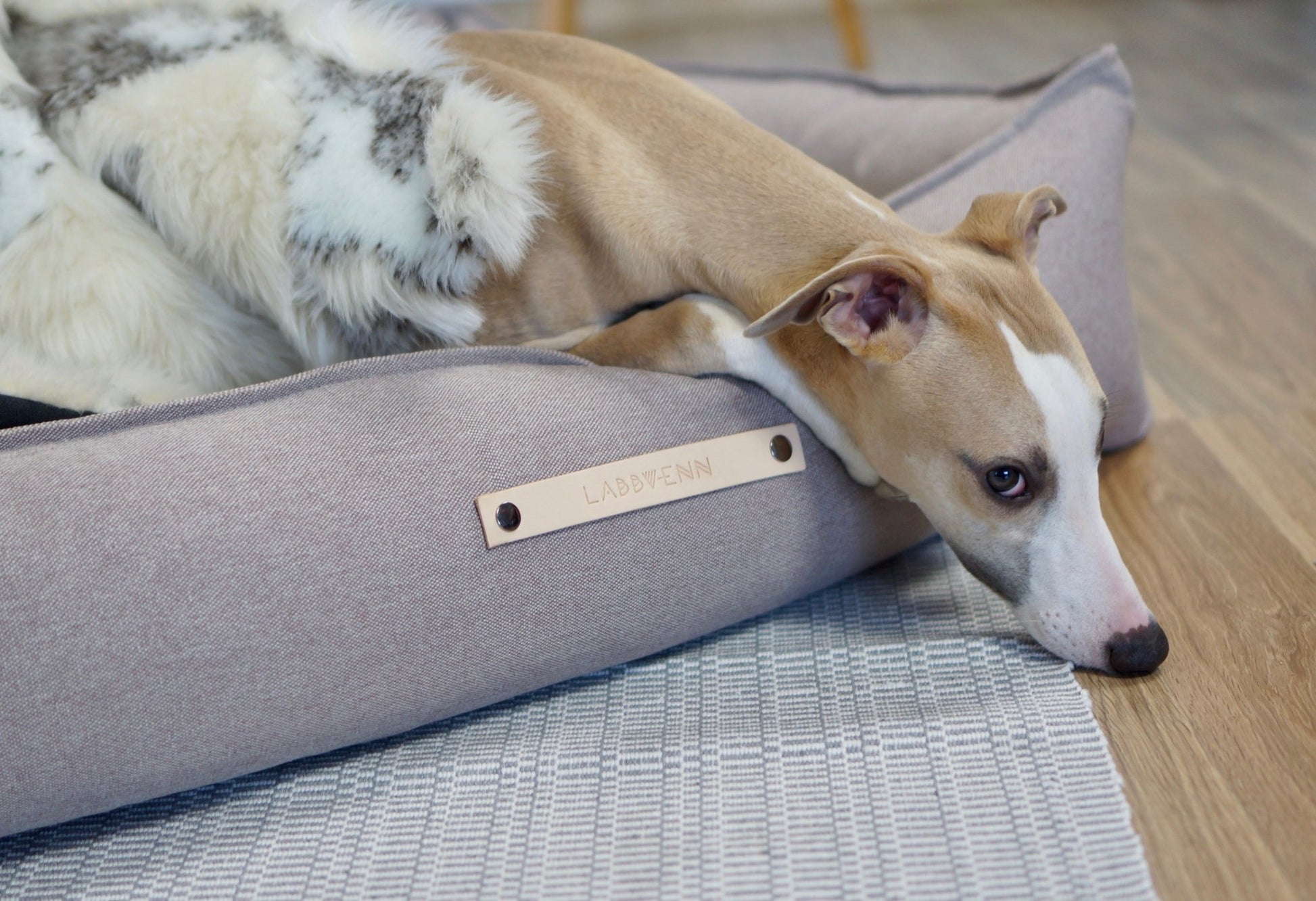 Töve | Panier pour chien, housse amovible - Jean - Poil - Marron