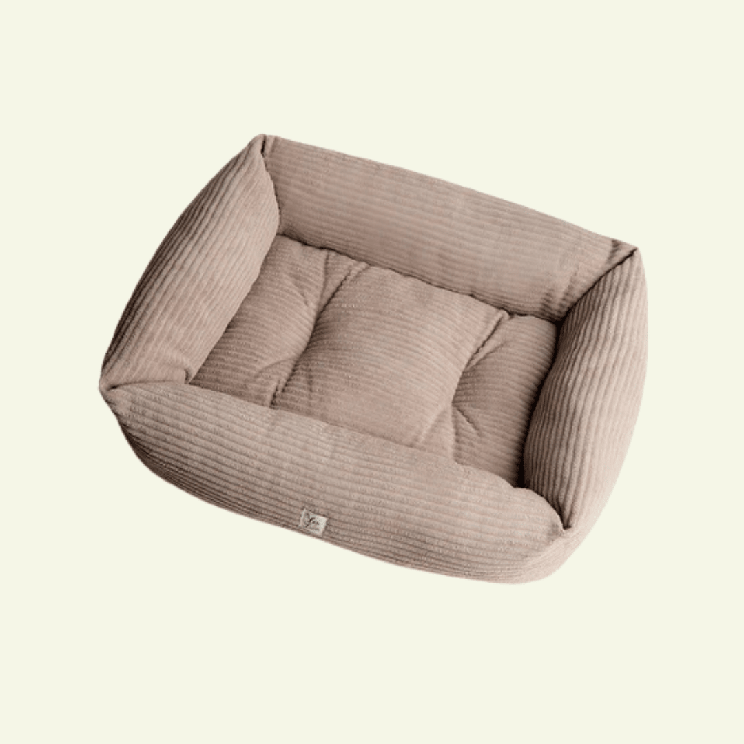 Velluto | Panier en velours côtelé déhoussable - fabrication artisanale - Jean - Poil - Beige