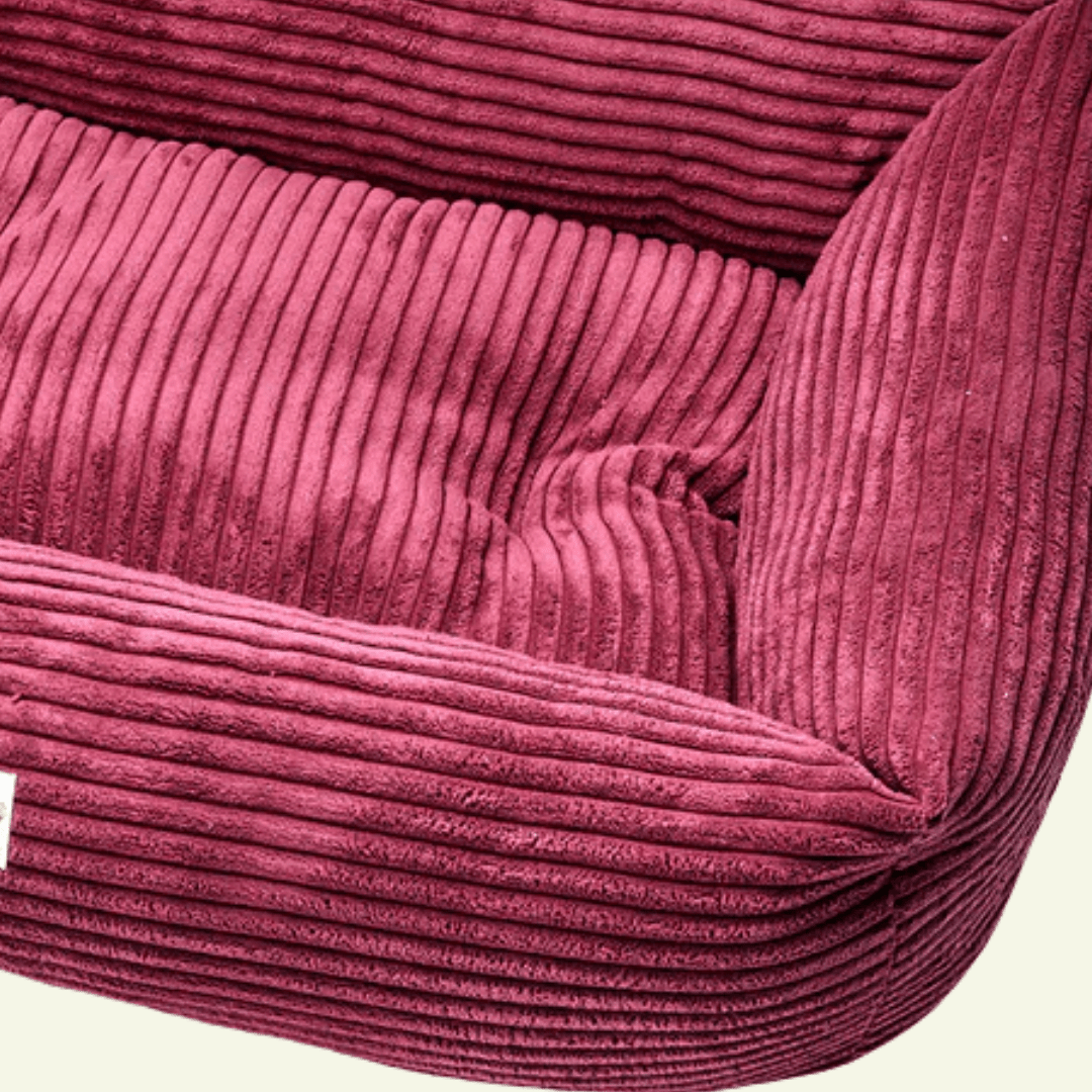 Velluto | Panier en velours côtelé déhoussable - fabrication artisanale - Jean - Poil - Bleu clair