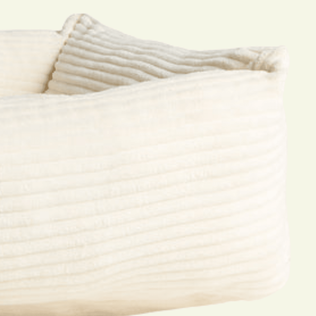 Velluto | Panier en velours côtelé déhoussable - fabrication artisanale - Jean - Poil - Bleu clair