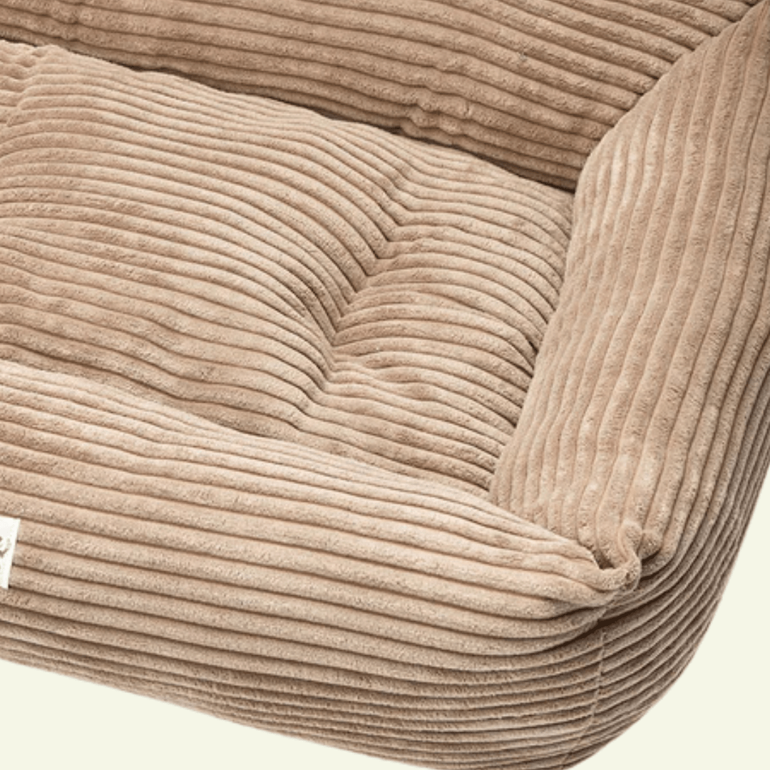 Velluto | Panier en velours côtelé déhoussable - fabrication artisanale - Jean - Poil - Bleu clair