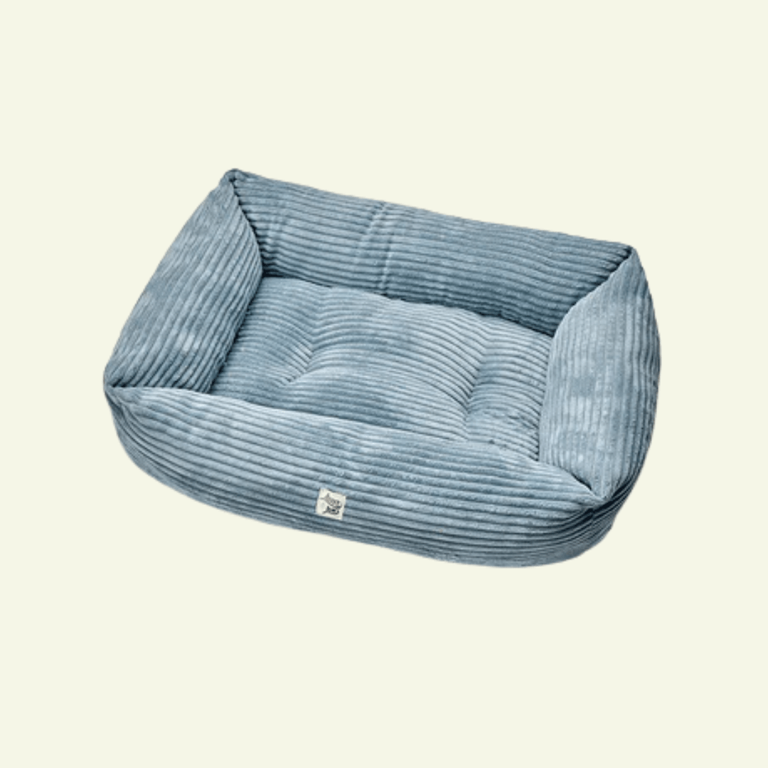 Velluto | Panier en velours côtelé déhoussable - fabrication artisanale - Jean - Poil - Bleu clair