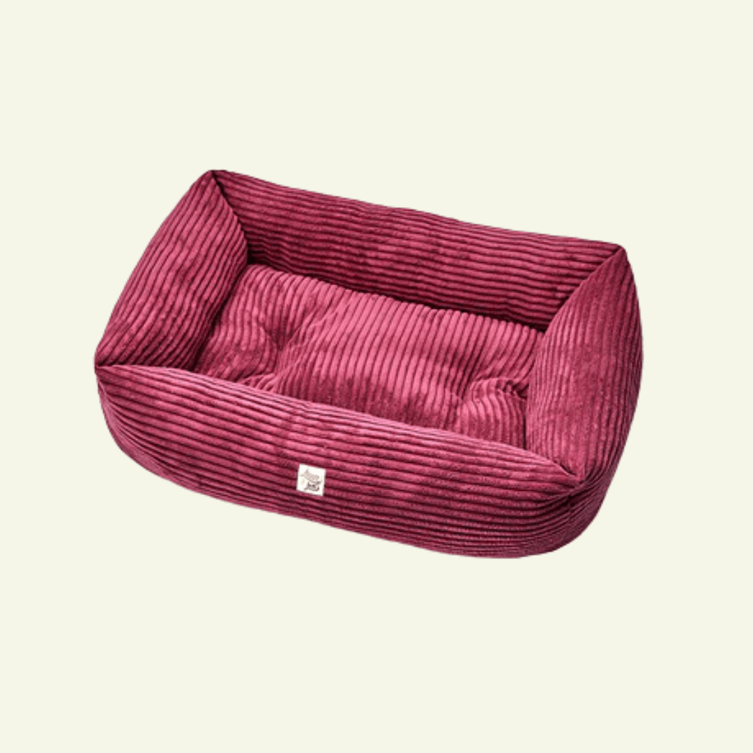 Velluto | Panier en velours côtelé déhoussable - fabrication artisanale - Jean - Poil - Bordeaux