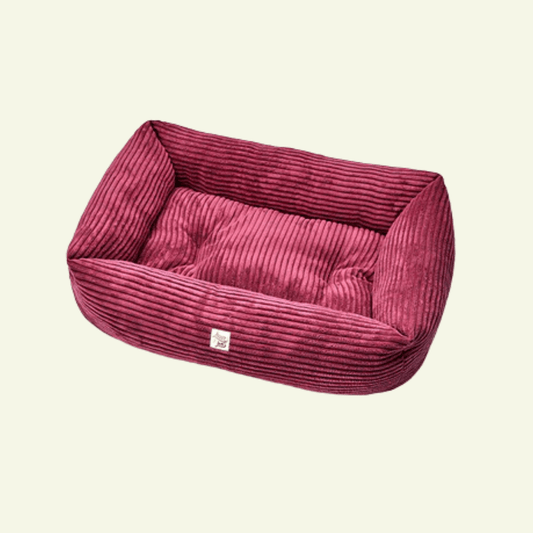 Velluto | Panier en velours côtelé déhoussable - fabrication artisanale - Jean - Poil - Bordeaux