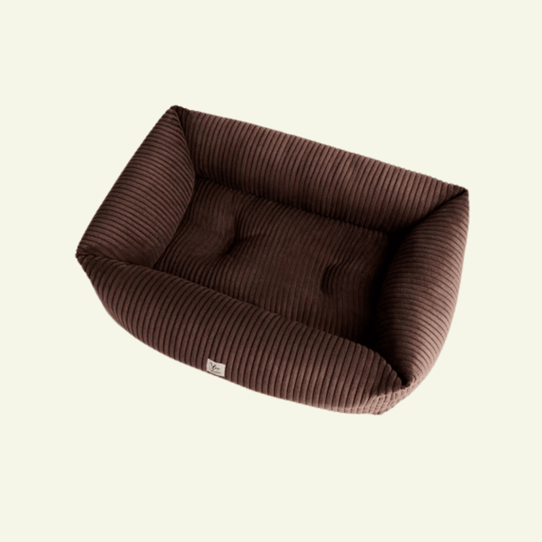 Velluto | Panier en velours côtelé déhoussable - fabrication artisanale - Jean - Poil - Cacao