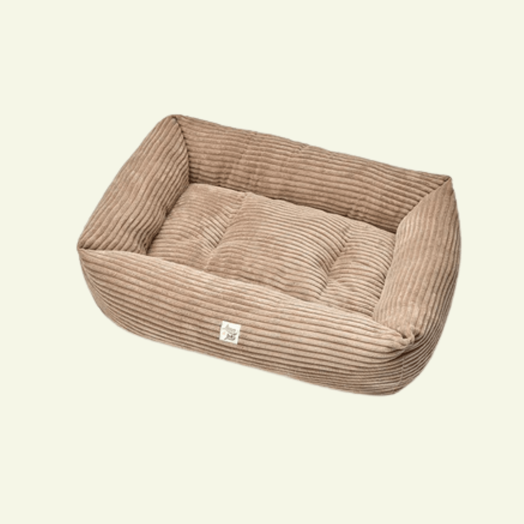 Velluto | Panier en velours côtelé déhoussable - fabrication artisanale - Jean - Poil - Marron
