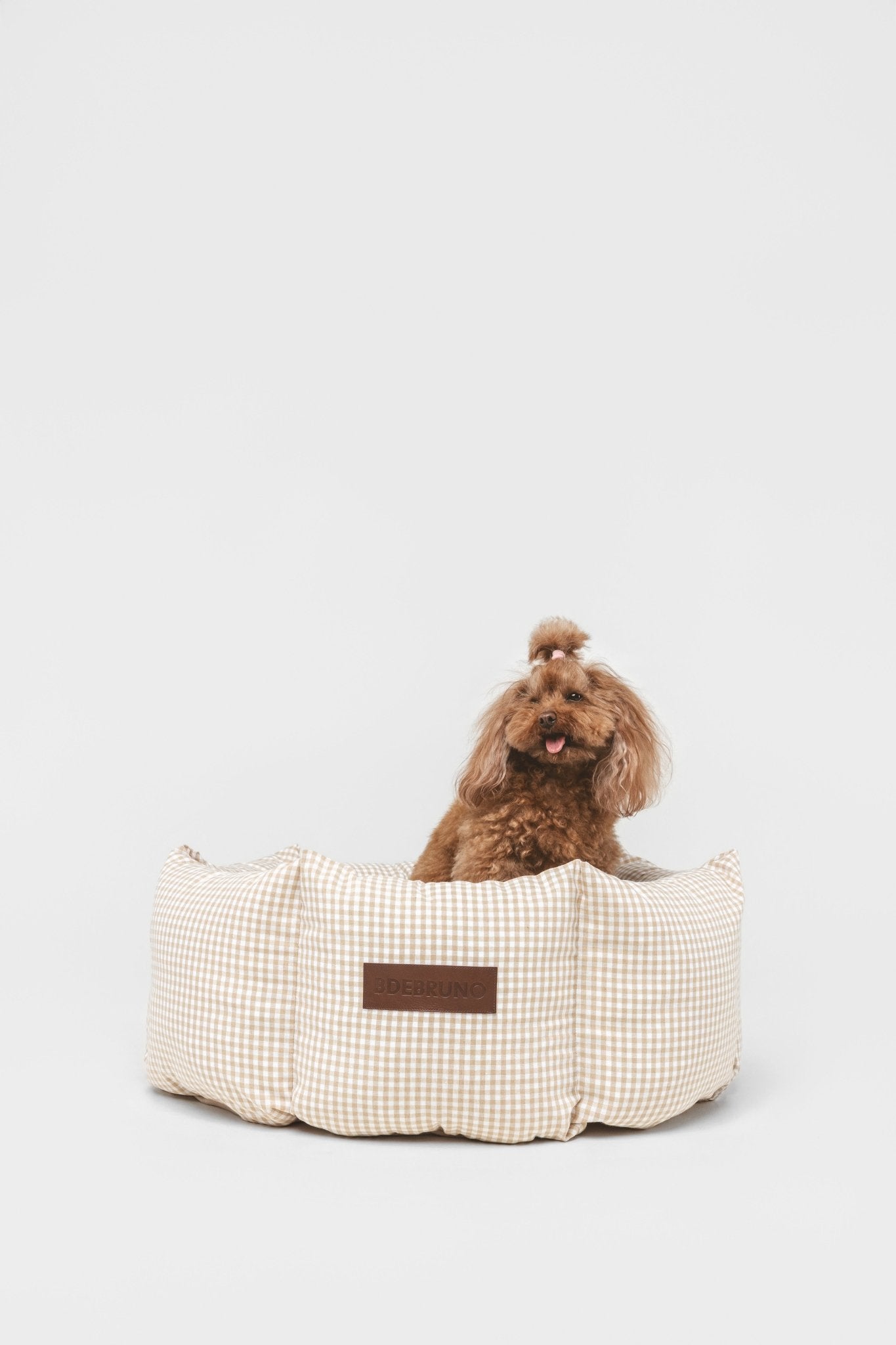 Vichy Cupcake | Panier rond déhoussable pour chien vichy noir ou beige - Jean - Poil - Noir