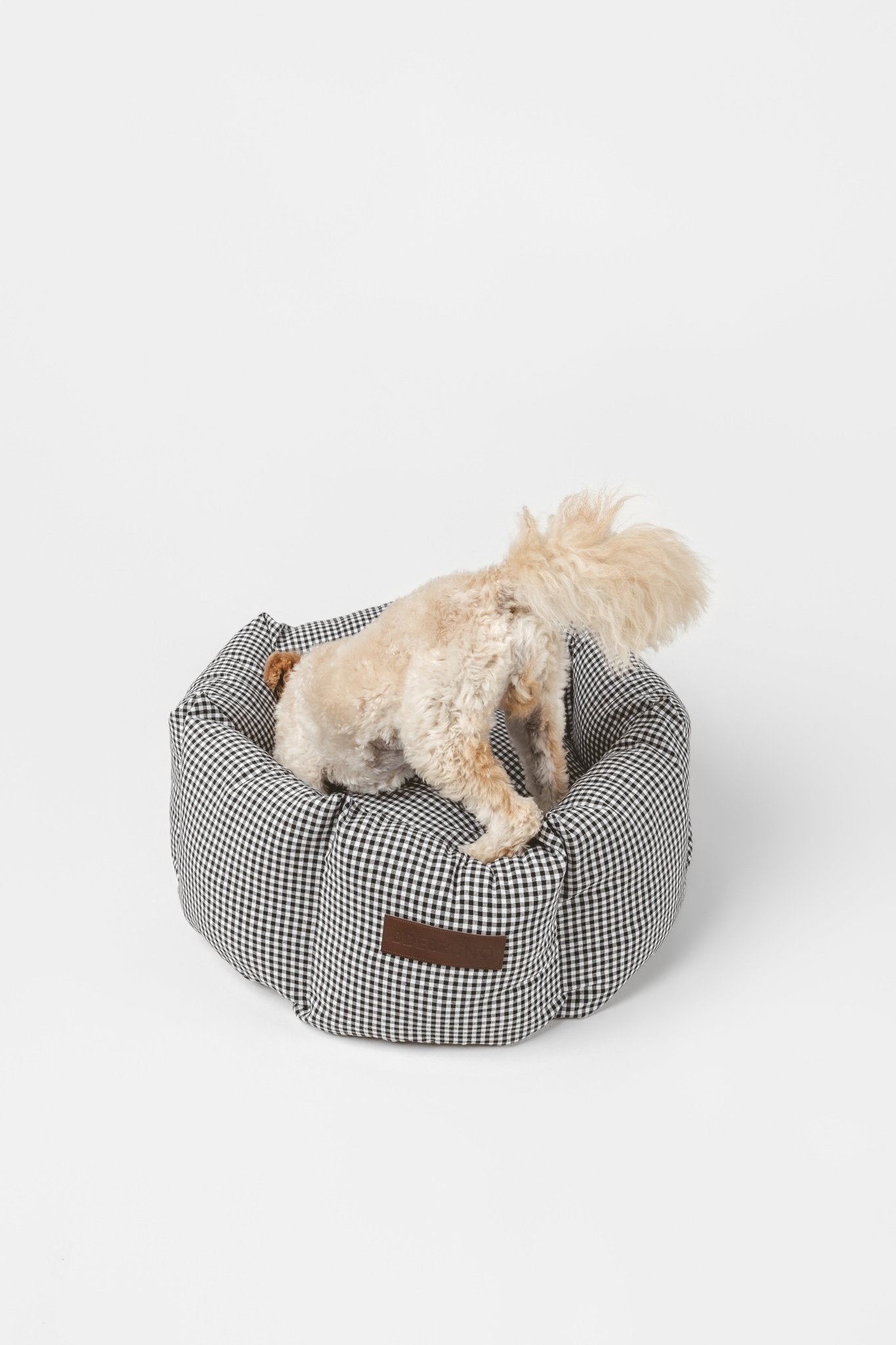 Vichy Cupcake | Panier rond déhoussable pour chien vichy noir ou beige - Jean - Poil - Noir