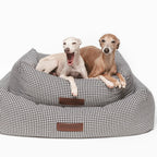 Vichy | Panier déhoussable pour chien vichy noir ou beige - Jean - Poil - Beige