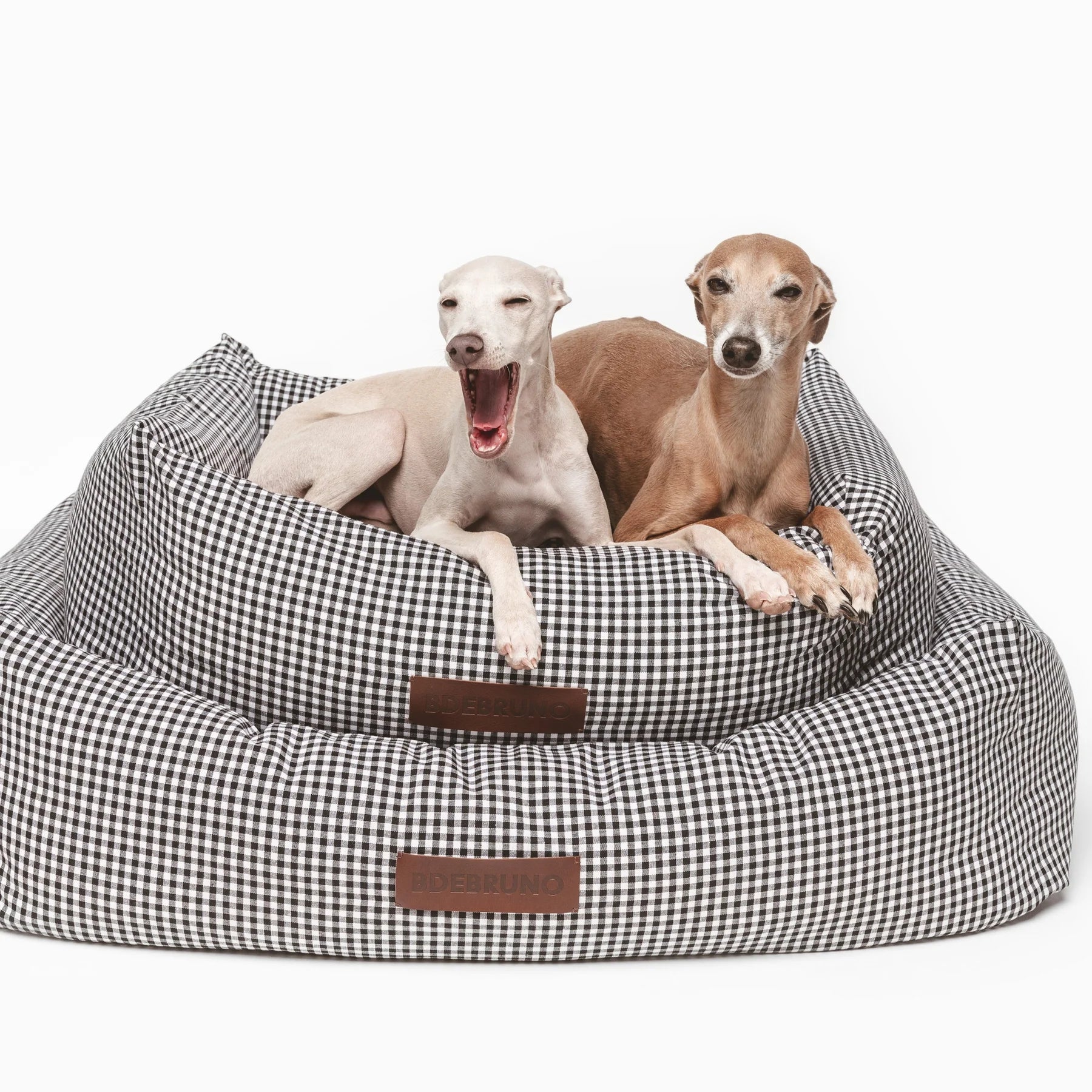 Vichy | Panier déhoussable pour chien vichy noir ou beige - Jean - Poil - Beige