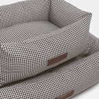 Vichy | Panier déhoussable pour chien vichy noir ou beige - Jean - Poil - Beige