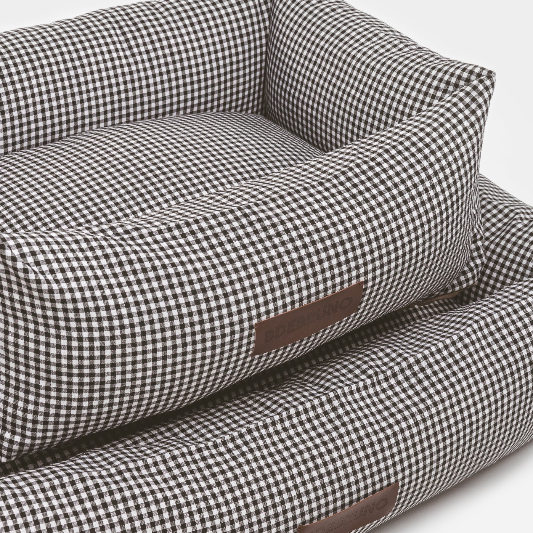 Vichy | Panier déhoussable pour chien vichy noir ou beige - Jean - Poil - Beige