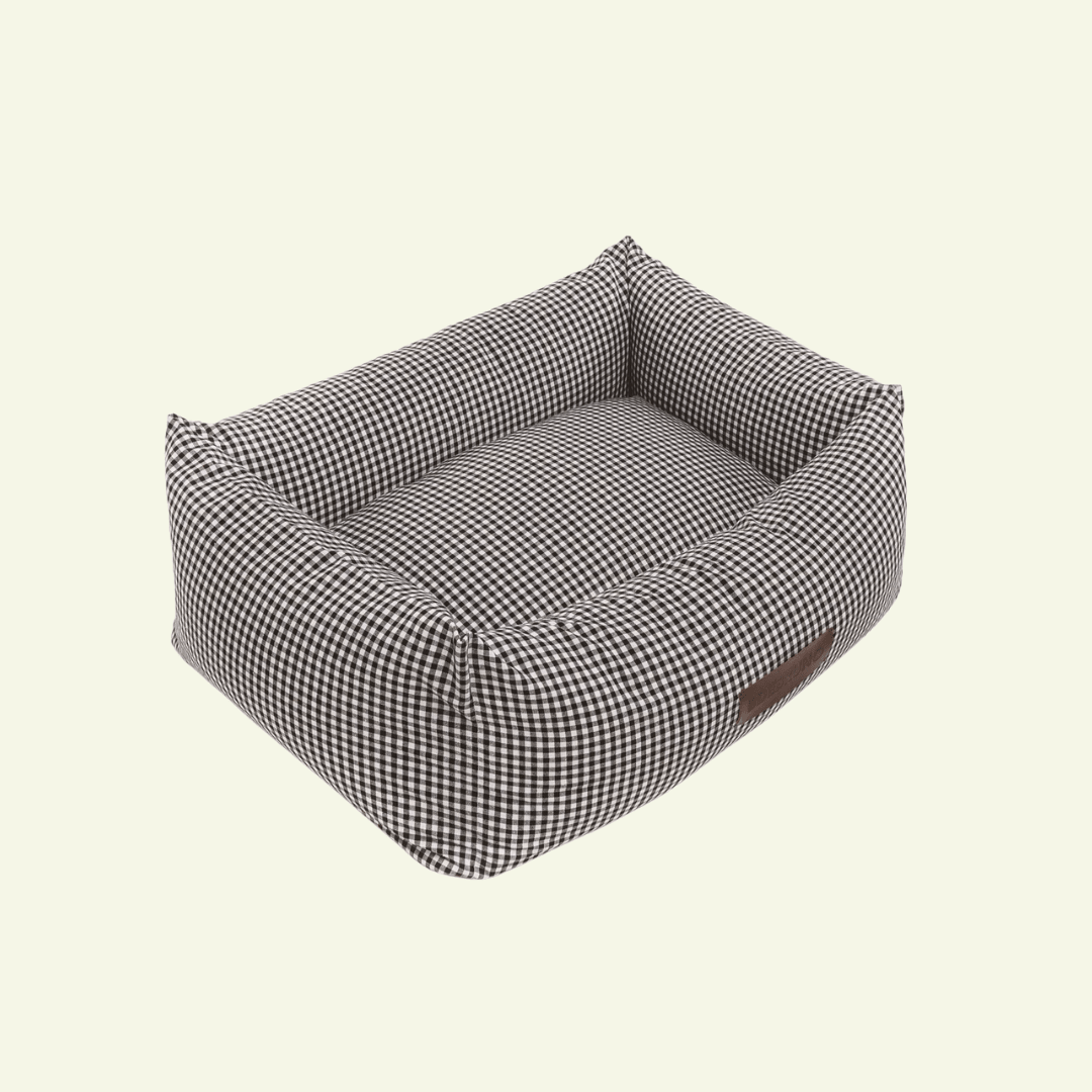 Vichy | Panier déhoussable pour chien vichy noir ou beige - Jean - Poil - Noir