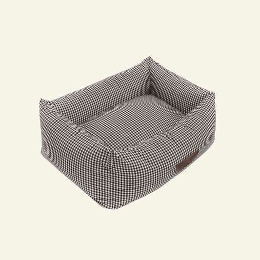 Vichy | Panier déhoussable pour chien vichy noir ou beige - Jean - Poil - Noir
