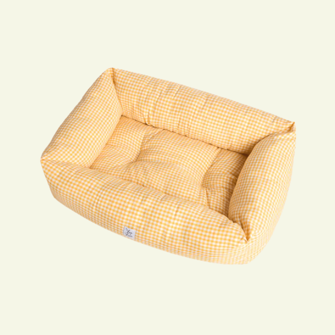 Vichy | Panier en coton déhoussable - fabrication artisanale (3 coloris) - Jean - Poil - Jaune
