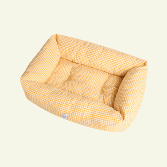Vichy | Panier en coton déhoussable - fabrication artisanale (3 coloris) - Jean - Poil - Jaune