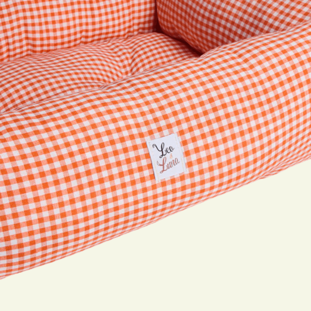 Vichy | Panier en coton déhoussable - fabrication artisanale (3 coloris) - Jean - Poil - Orange
