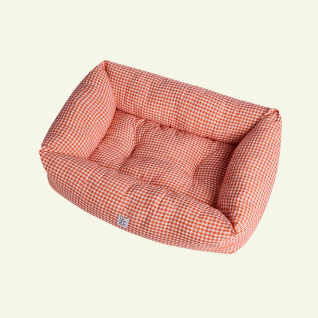 Vichy | Panier en coton déhoussable - fabrication artisanale (3 coloris) - Jean - Poil - Orange