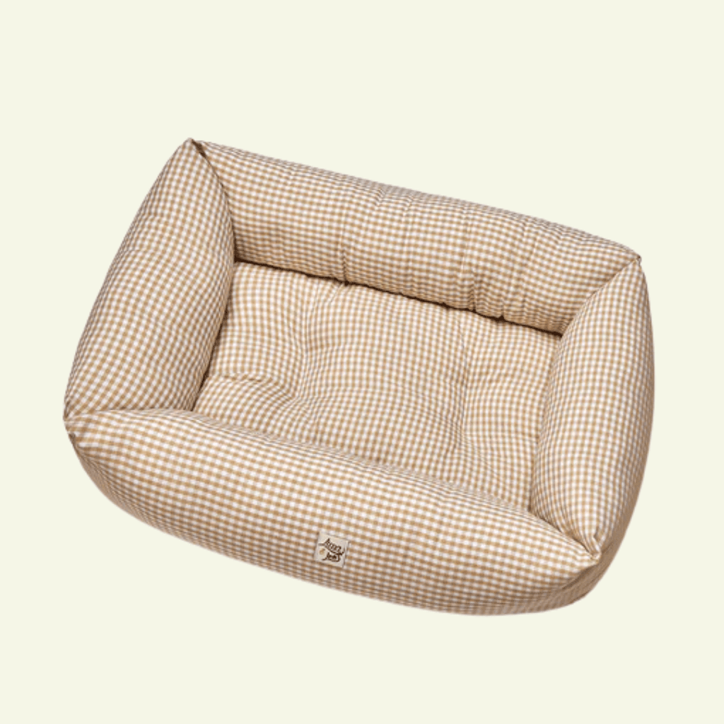 Vichy | Panier en coton déhoussable - fabrication artisanale - Jean - Poil - Beige