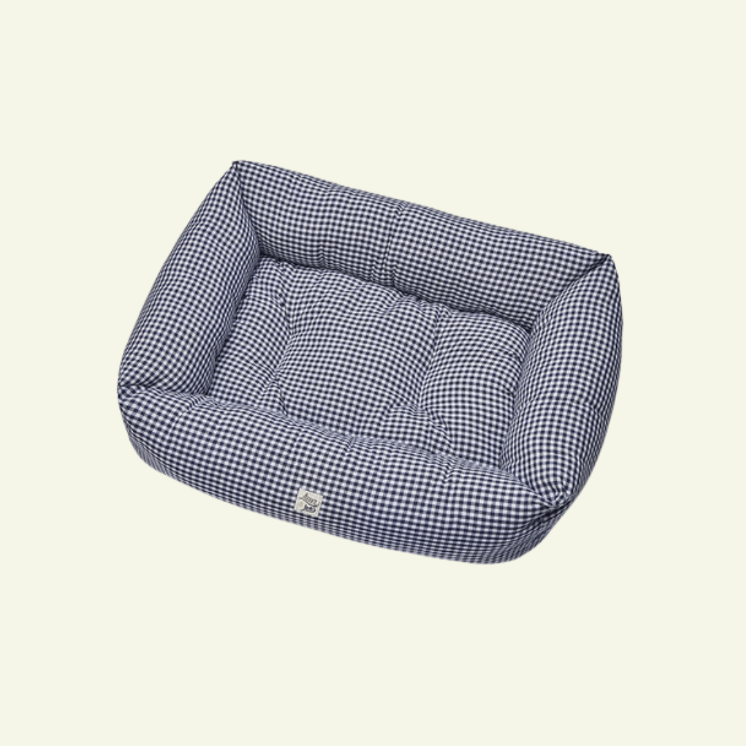 Vichy | Panier en coton déhoussable - fabrication artisanale - Jean - Poil - Bleu