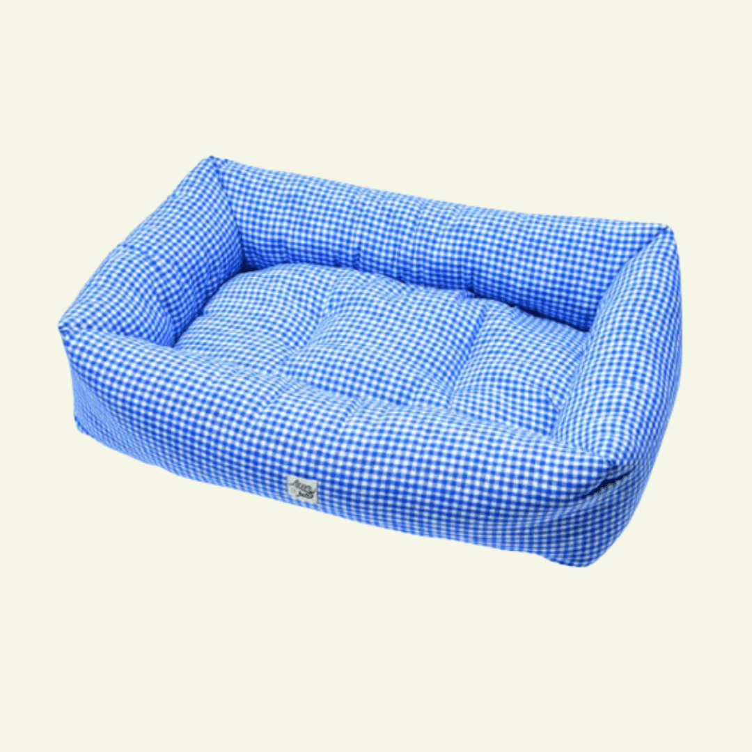 Vichy | Panier en coton déhoussable - fabrication artisanale - Jean - Poil - Bleu clair
