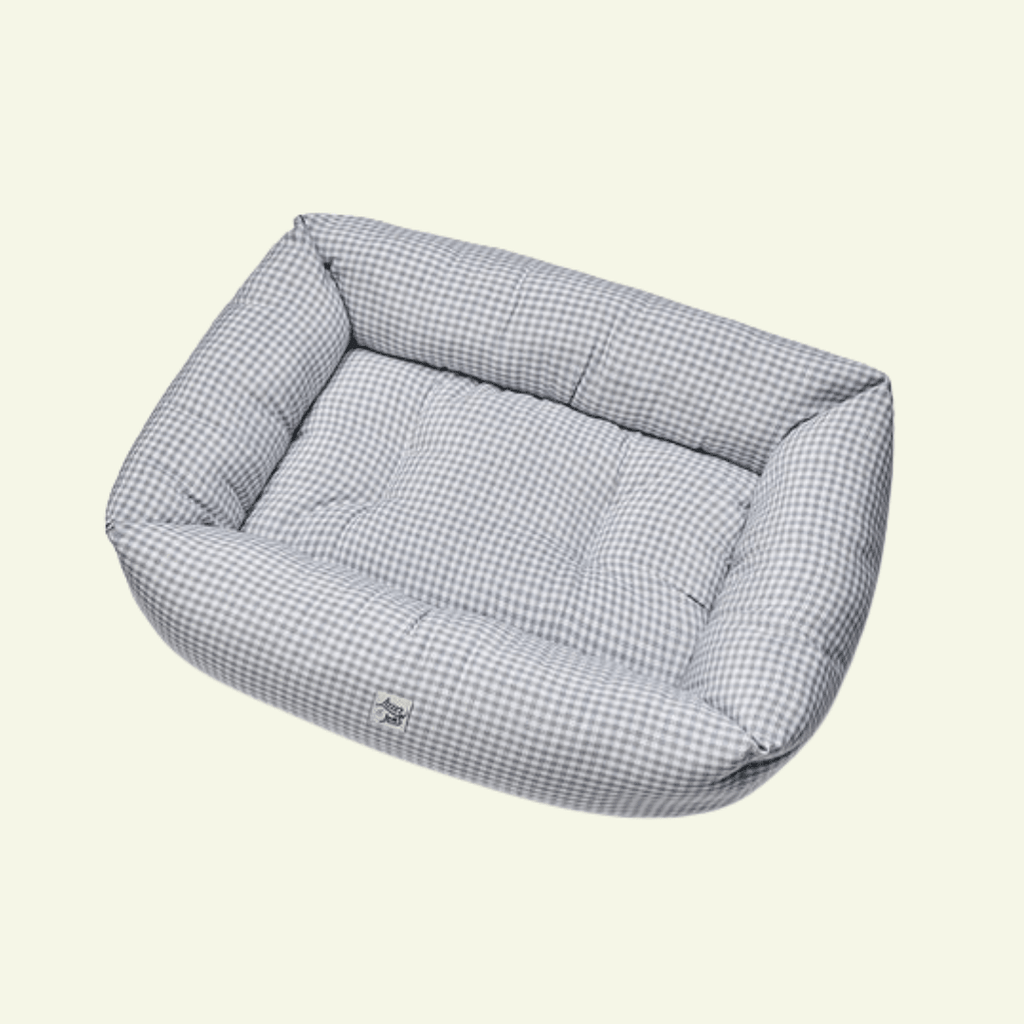 Vichy | Panier en coton déhoussable - fabrication artisanale - Jean - Poil - Gris clair